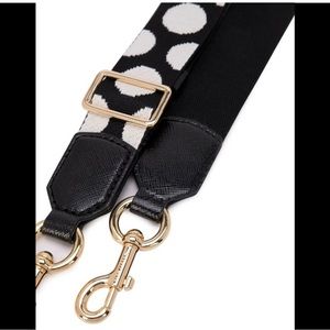 Marc Jacobs large dot thin webbing strap in black and white . Gold hardware
